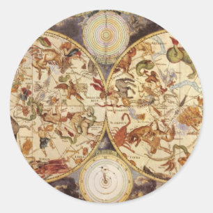 Adesivo Redondo Constelações, Astronomia Antiga, Frederik de Wit