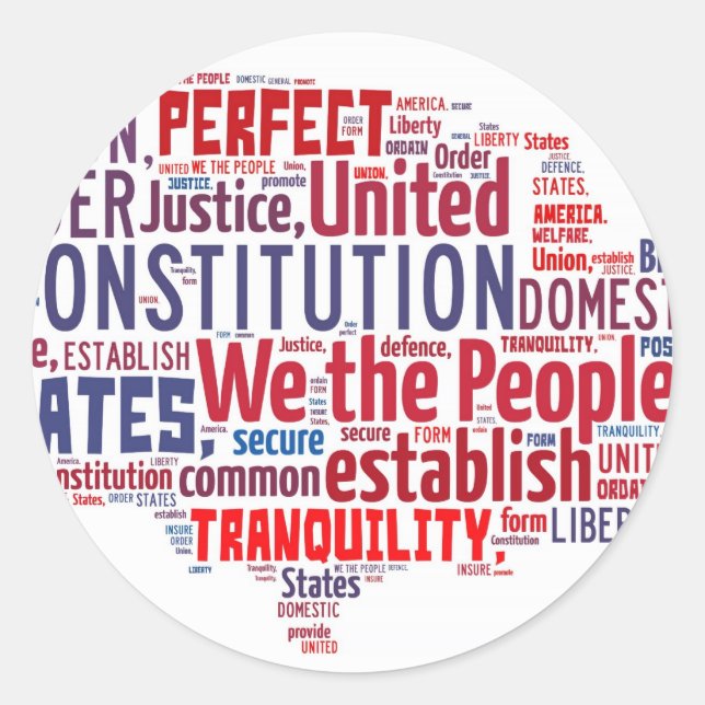 Adesivo Redondo Constituição dos Estados Unidos em Forma de EUA (Frente)