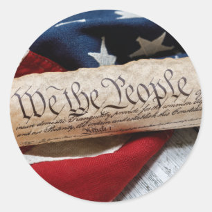 Adesivo Redondo Constituição e Bandeira dos EUA