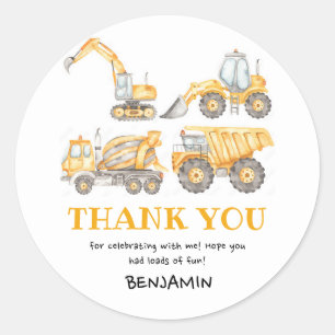 Adesivo Redondo Construção Aniversário do Partido dos Caminhões