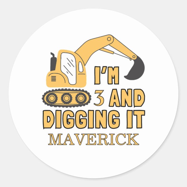 Adesivo Redondo Construção de Bois Amarelos Despejam Caminhão Aniv (Frente)