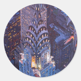 Adesivo Redondo Construção de Manhattan W. Chrysler do Midtown d