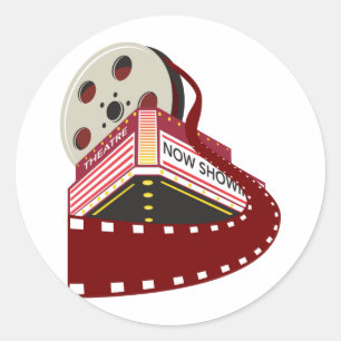 Adesivo Redondo construção do cinema do teatro com desenrolar do
