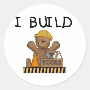 Adesivo Redondo Construção eu construo o camiseta e os presentes