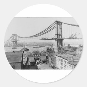 Adesivo Redondo Construção original 1909 do impressão da ponte 