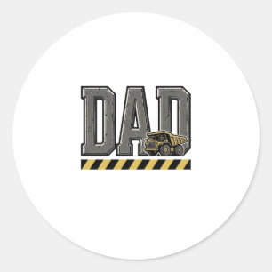 Adesivo Redondo Construção Papai Camiseta Desenho de Gravura Vinta