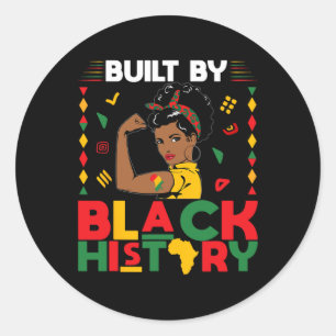 Adesivo Redondo Construído por História Negra Mês Forte Orgulho Af