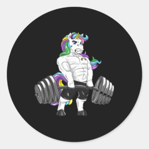 Adesivo Redondo Construtor de Pormenores do Unicorn Gym Powerlifte