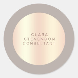 Adesivo Redondo Consultora de rosa de cobre e cinza moderna