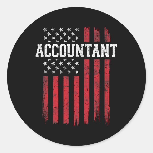 Adesivo Redondo Contabilista American Flag USA Patriot Patriótico  (Frente)