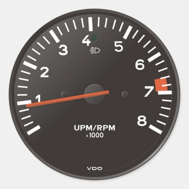 Adesivo Redondo Contador clássico 911 rev (carro velho arrefecido  (Frente)