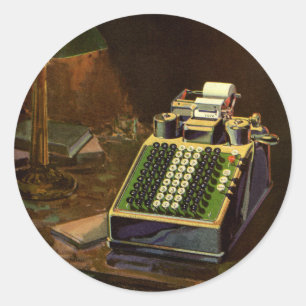 Adesivo Redondo Contador do negócio do vintage, máquina de