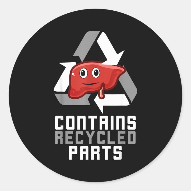 Adesivo Redondo Contains Recycled Parts Liver Transplant Survivor  (Frente)