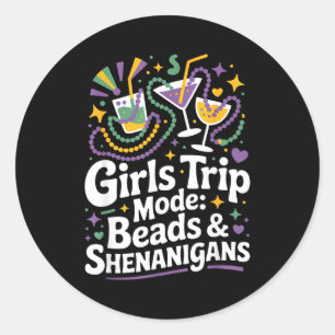 Adesivo Redondo Contas de Viagem de Meninas Travessuras Mardi Gras