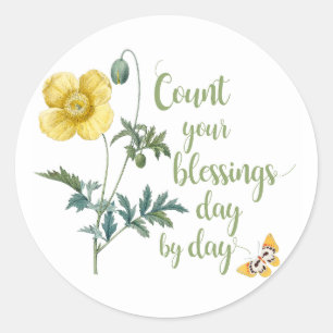 Adesivo Redondo Conte suas bênçãos - vintage Papoila Amarela