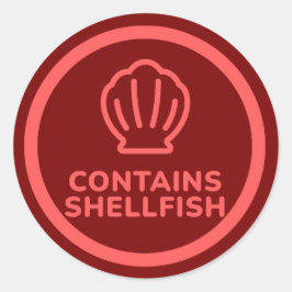 Adesivo Redondo Contém Advertência sobre as alergias dos peixes-co