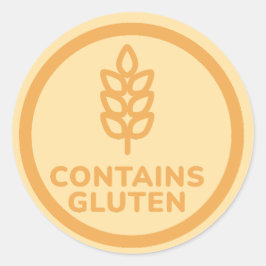 Adesivo Redondo Contém Gluten Alergia Aviso Celiac