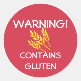 Adesivo Redondo Contém Gluten Comida Alergia Red