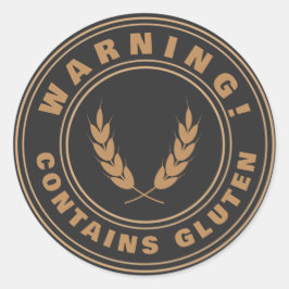Adesivo Redondo Contém Gluten Comida Alergia Stickers