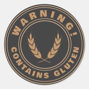 Adesivo Redondo Contém Gluten Comida Alergia Stickers