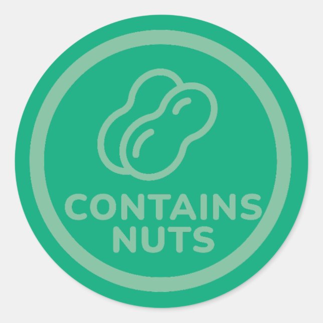 Adesivo Redondo Contém Loucos Alergia Advertência De Amendoim De C (Frente)