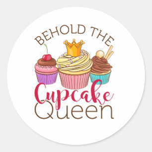 Adesivo Redondo Contemplem o Cupcake Rainha Cupcakes Lover Baker