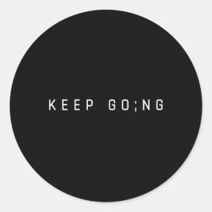 Adesivo Redondo Continuar a Sensibilizar a Saúde Mental Semicolon