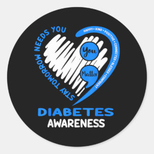 Adesivo Redondo Continue - Apoie a Consciencialização da Diabetes