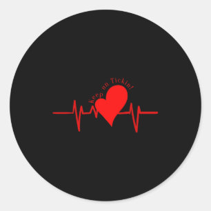 Adesivo Redondo Continue Batendo! Ekg Batimento Cardíaco Válvula d