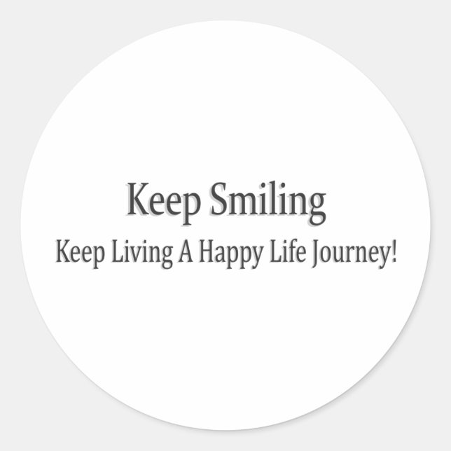 Adesivo Redondo "Continue sorrindo" Design. Comprar Agora (Frente)