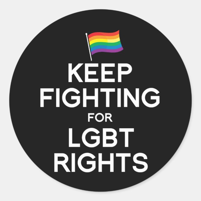 ADESIVO REDONDO CONTINUEM LUTANDO PELOS DIREITOS LGBT (Frente)