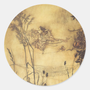 Adesivo Redondo Conto de fadas do vintage, o Tightrope da fada por