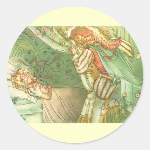 Adesivo Redondo Conto de fadas do vintage, princesa da Bela