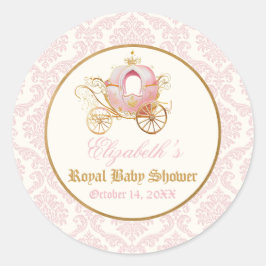 Adesivo Redondo Conto de Fadas Princesa Carruagem Rosa