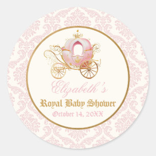 Adesivo Redondo Conto de Fadas Princesa Carruagem Rosa