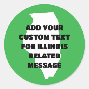 Adesivo Redondo Contorno do Estado de Illinois com qualquer mensag