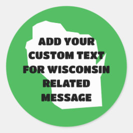 Adesivo Redondo Contorno do Estado de Wisconsin com qualquer mensa