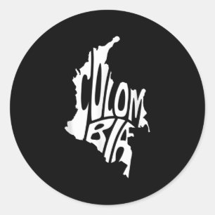 Adesivo Redondo Contorno do Gráfico de Citação do Mapa Colômbia