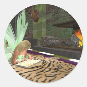 Adesivo Redondo Contos de fadas da leitura