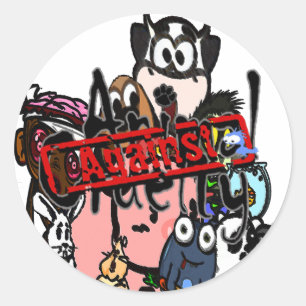 Adesivo Redondo Contra os Vinhetas Crueleiros