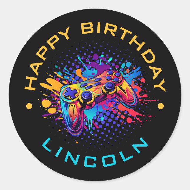 Adesivo Redondo Controlador de Jogo de Vídeo de Nível Superior (Frente)