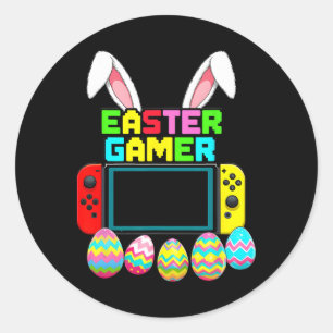 Adesivo Redondo Controlador de jogos Bunny Gamer Meninos Vídeo Gam