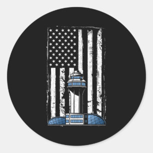 Adesivo Redondo Controlador de Tráfego Aéreo Usa Sinalizador Aviav