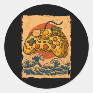 Adesivo Redondo Controlador de Video Game Ramen