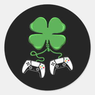 Adesivo Redondo Controlador de Video Game Rapazes Jogadores Irland