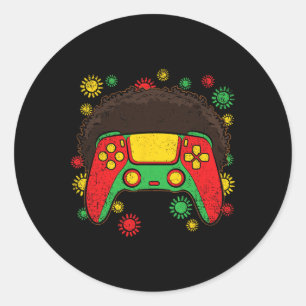 Adesivo Redondo Controlador de videogame Afro Mês da História Negr