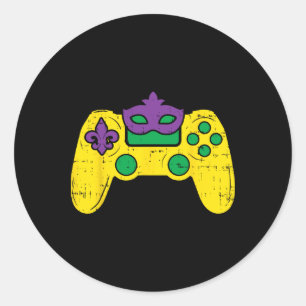 Adesivo Redondo Controladora de videogame Mardi Gras Bo