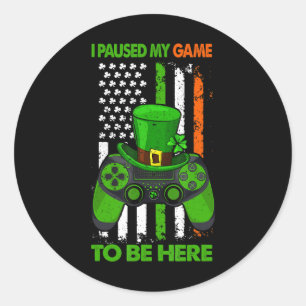 Adesivo Redondo Controladora de videogame St Patricks Shamrock Iri