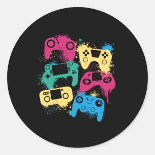 Adesivo Redondo Controladores De Jogo De Vídeo Tee Graphic Para Co