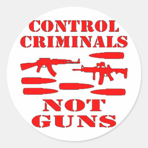 Adesivo Redondo Controlar criminosos e não armas
